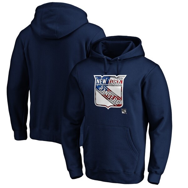 New York Rangers Fanatics Branded Banner Wave Logo Pullover Hoodie - Navy