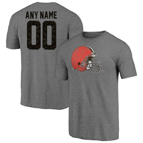 Cleveland Browns Fanatics Branded Personalized Heritage Name & Number Tri-Blend T-Shirt - Heathered Gray