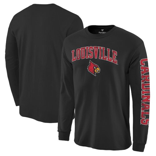 Louisville Cardinals Fanatics Branded Distressed Arch Over Logo Long Sleeve Hit T-Shirt - Black