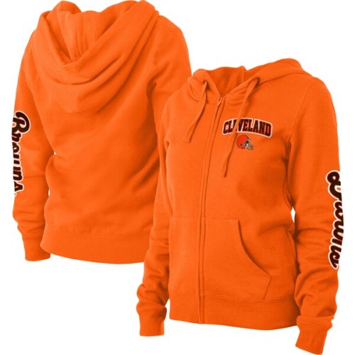 Cleveland Browns New Era Women's Playmaker Fleece Full-Zip Hoodie - Orange