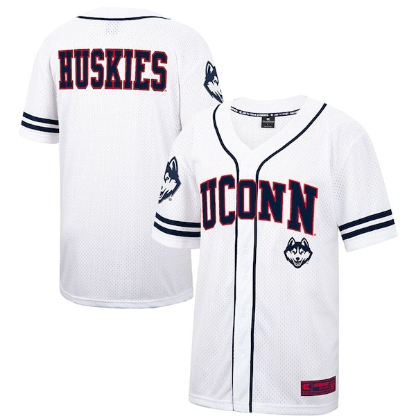 UConn Huskies Colosseum Free Spirited Baseball Jersey - White/Navy