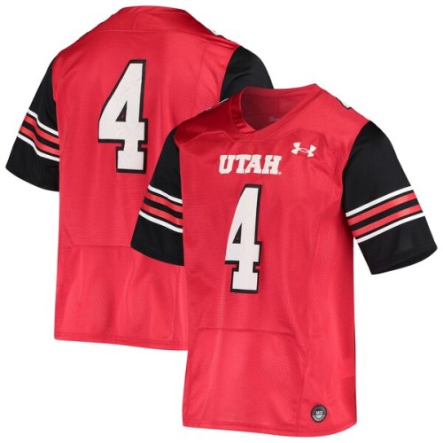 #4 Utah Utes Under Armour Premiere Football Jersey - Red