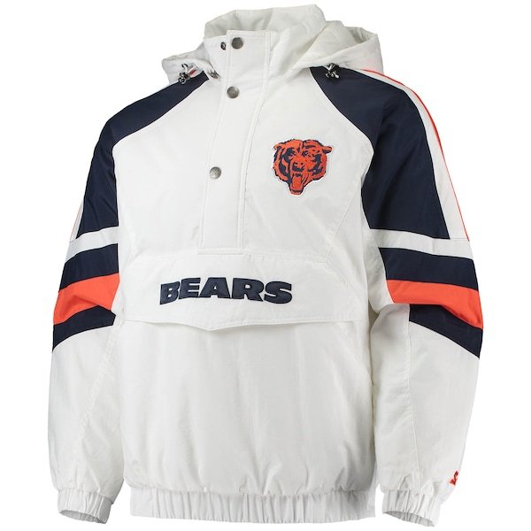 Chicago Bears Starter Thursday Night Lights Half-Snap Hoodie Jacket - White/Navy