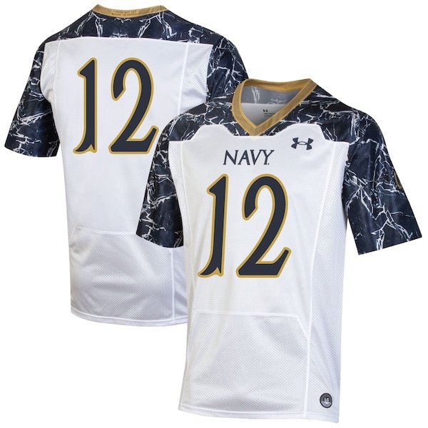 #12 Navy Midshipmen Under Armour 175 Years Special Game Jersey - White/Navy