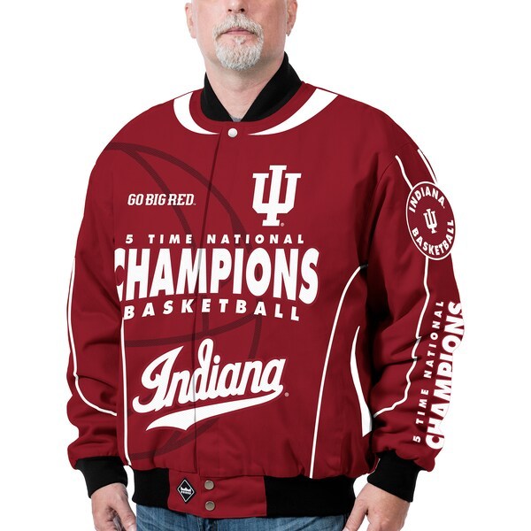 Indiana Hoosiers Franchise Club 5-Time Basketball National Champions Commemorative Twill Full-Snap Jacket - Crimson