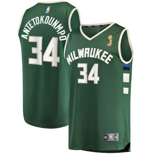 Giannis Antetokounmpo Milwaukee Bucks Fanatics Branded 2021 NBA Finals Champions Fast Break Replica Player Jersey Green - Icon Edition