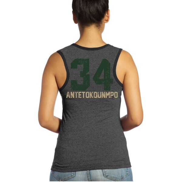 Giannis Antetokounmpo Milwaukee Bucks Majestic Threads Women's Name and Number Tri-Blend Tank Top - Black