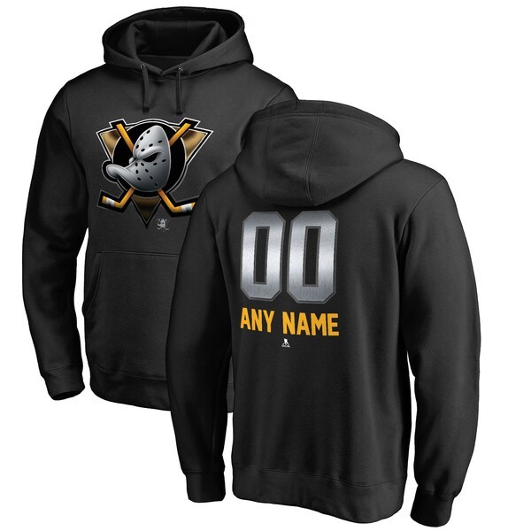 Anaheim Ducks Fanatics Branded Personalized Midnight Mascot Pullover Hoodie - Black
