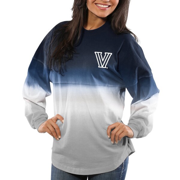 Villanova Wildcats Women's Ombre Long Sleeve Dip-Dyed Spirit Jersey - Navy