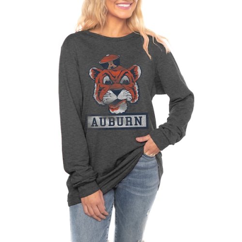 Auburn Tigers Gameday Couture Women's Tailgate Club Luxe Boyfriend Long Sleeve T-Shirt - Charcoal