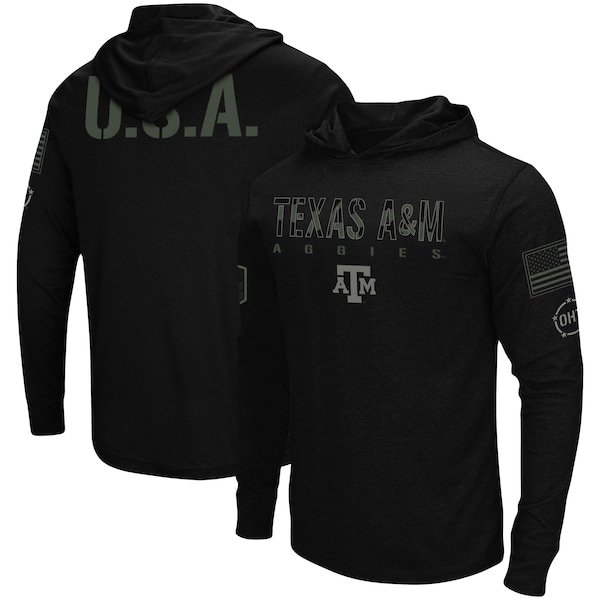 Texas A&M Aggies Colosseum OHT Military Appreciation Hoodie Long Sleeve T-Shirt - Black