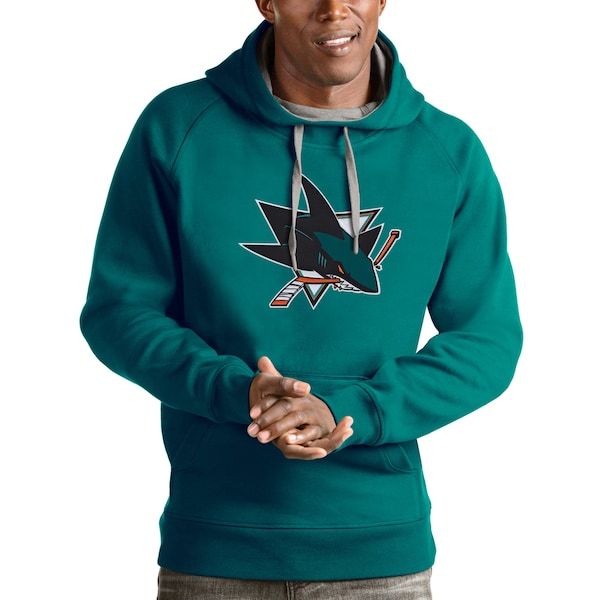 San Jose Sharks Antigua Logo Victory Pullover Hoodie - Teal