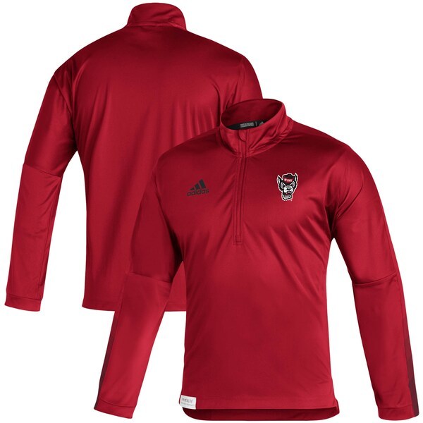 NC State Wolfpack adidas 2021 Sideline Primeblue Quarter-Zip Jacket - Red