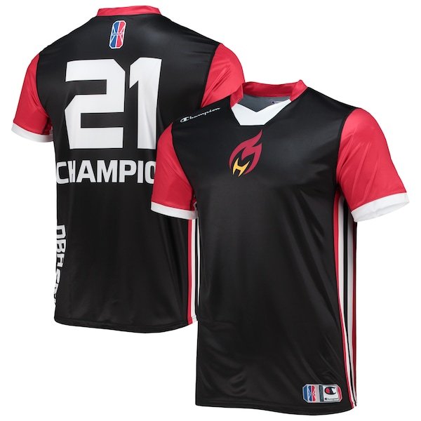 Heat Check Gaming Champion Authentic Jersey V-Neck T-Shirt - Black/Red