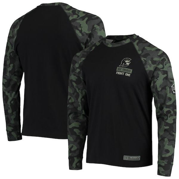 USC Trojans Colosseum OHT Military Appreciation Camo Raglan Long Sleeve T-Shirt - Black