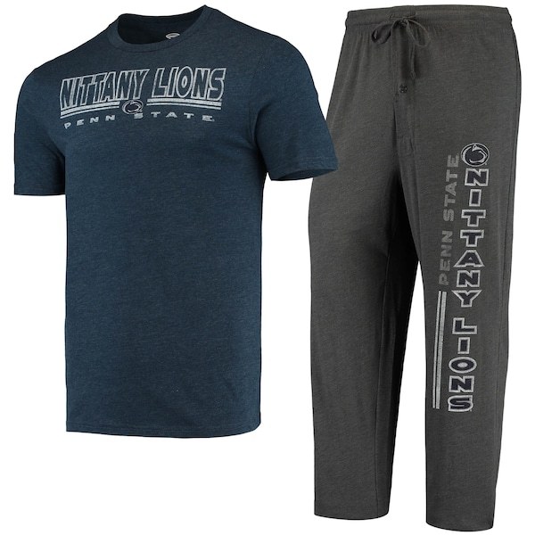 Penn State Nittany Lions Concepts Sport Meter T-Shirt & Pants Sleep Set - Heathered Charcoal/Navy