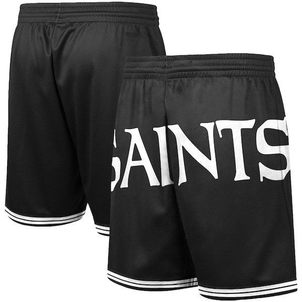New Orleans Saints Mitchell & Ness Big Face 3.0 Fashion Shorts - Black
