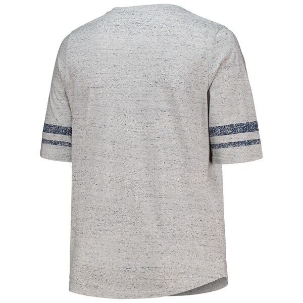Dallas Cowboys Fanatics Branded Women's Plus Size Sleeve Stripe Lace-Up V-Neck T-Shirt - Heathered Gray/Navy