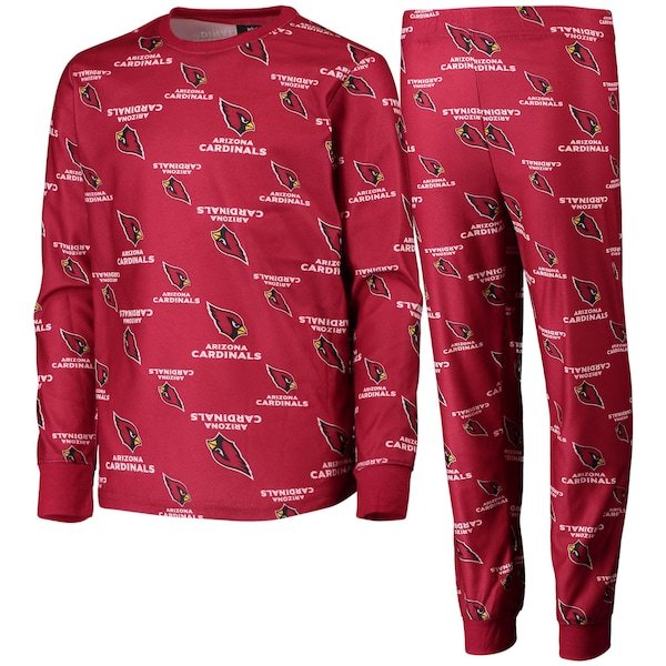 Arizona Cardinals Youth All Over Print Long Sleeve T-Shirt & Pants Sleep Set - Cardinal