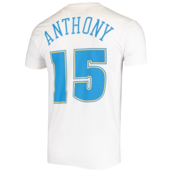 Carmelo Anthony Denver Nuggets Mitchell & Ness Hardwood Classics Stitch Name & Number T-Shirt - White