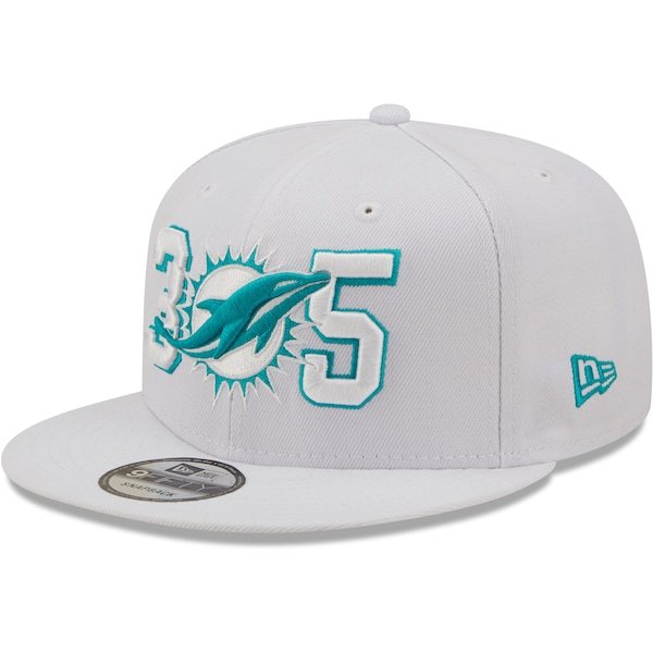 Miami Dolphins New Era Three Zero Five 9FIFTY Snapback Hat - White