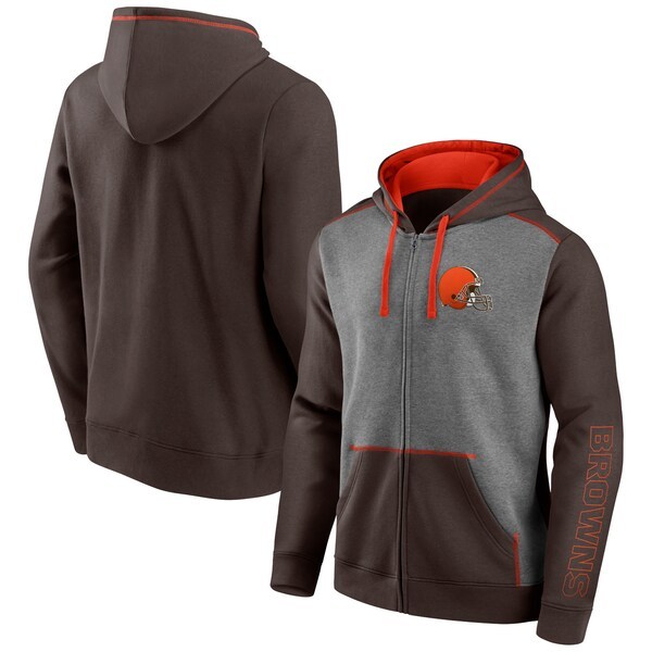 Cleveland Browns Fanatics Branded Expansion Full-Zip Hoodie - Heathered Charcoal/Brown