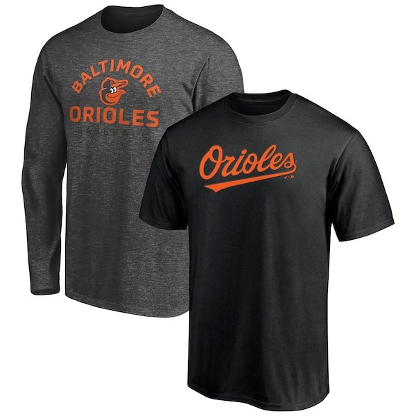 Baltimore Orioles Fanatics Branded T-Shirt Combo Pack - Black/Heathered Charcoal