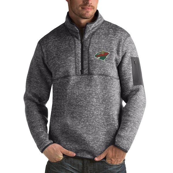 Minnesota Wild Antigua Fortune 1/2-Zip Pullover Jacket - Charcoal