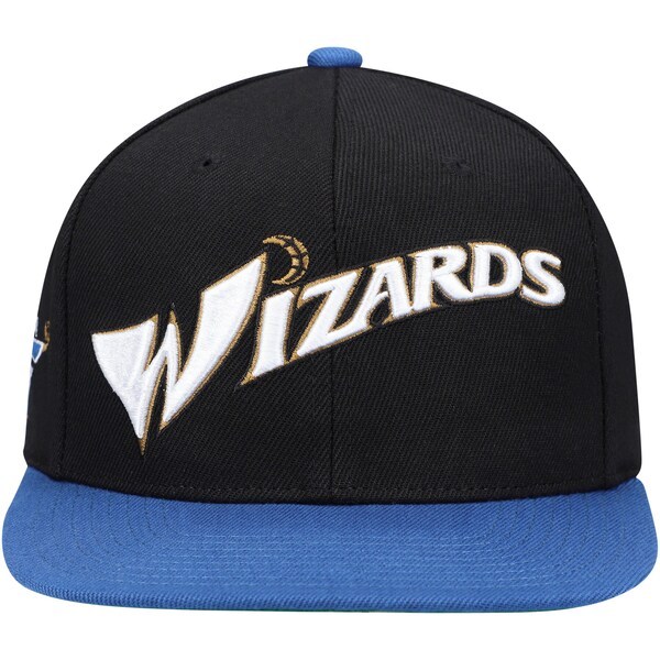 Washington Wizards Mitchell & Ness Hardwood Classics XL Wordmark Snapback Hat - Black