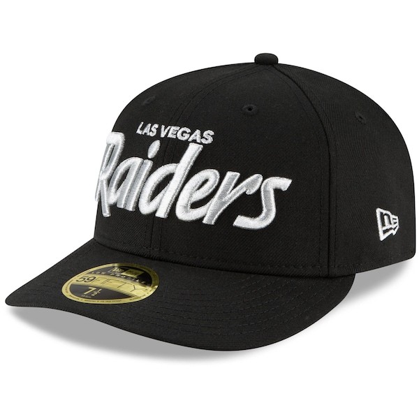 Las Vegas Raiders New Era Omaha Script Low Profile 59FIFTY Fitted Hat - Black