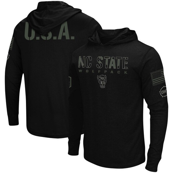 NC State Wolfpack Colosseum OHT Military Appreciation Hoodie Long Sleeve T-Shirt - Black