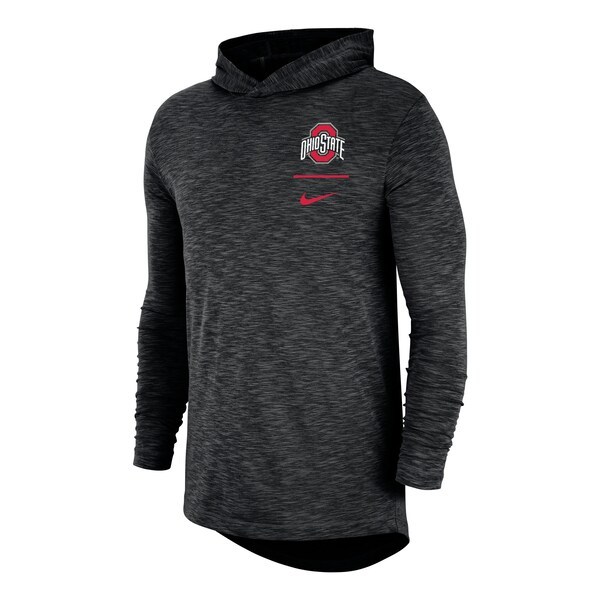 Ohio State Buckeyes Nike Slub Space-Dye Performance Long Sleeve Hoodie T-Shirt - Black