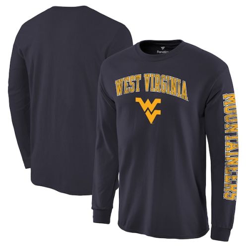 West Virginia Mountaineers Distressed Arch Over Logo Long Sleeve Hit T-Shirt - Navy