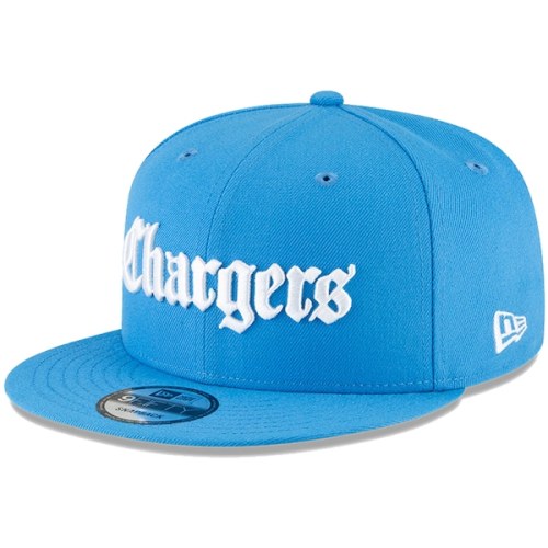 Los Angeles Chargers New Era Gothic Script 9FIFTY Snapback Hat - Powder Blue