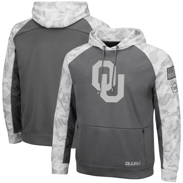 Oklahoma Sooners Colosseum OHT Military Appreciation Tonal Raglan Pullover Hoodie - Gray/Arctic Camo