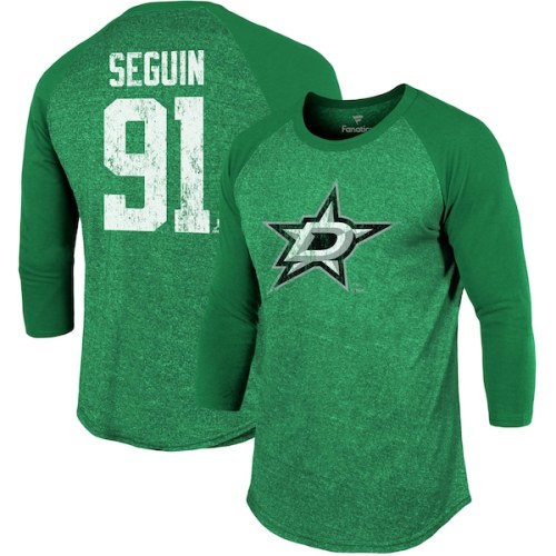 Tyler Seguin Dallas Stars Fanatics Branded Name & Number Tri-Blend Raglan 3/4-Sleeve T-Shirt - Kelly Green