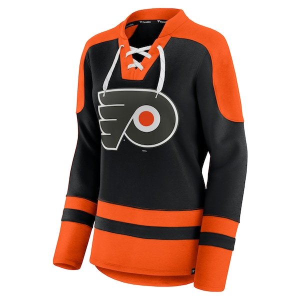 Philadelphia Flyers Fanatics Branded Women's Net Gain Fleece V-Neck Pullover Sweatshirt - Black/Orange