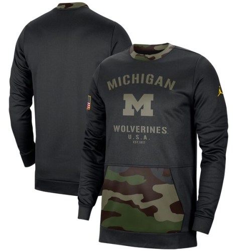 Michigan Wolverines Jordan Brand Military Appreciation Performance Pullover Sweatshirt - Black/Camo