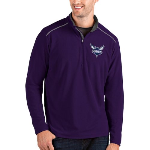 Charlotte Hornets Antigua Glacier Quarter-Zip Pullover Jacket - Purple/Gray