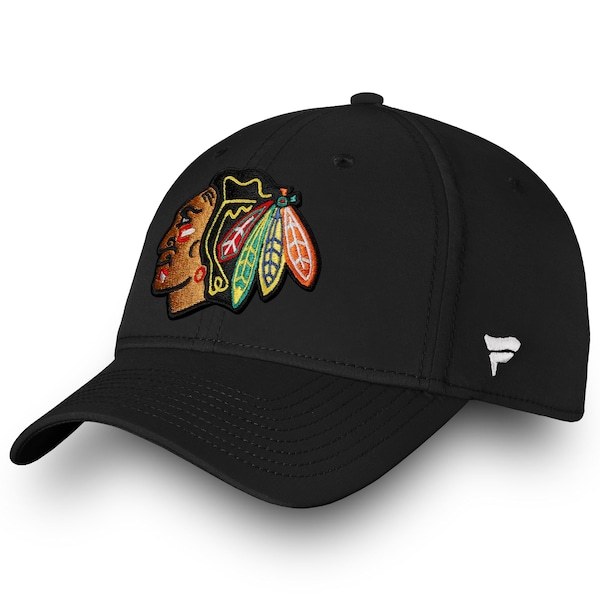 Chicago Blackhawks Fanatics Branded Primary Logo Core Flex Hat - Black