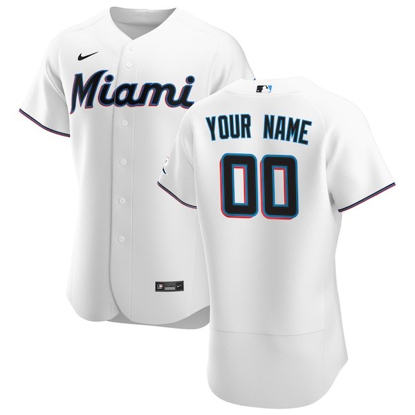 Miami Marlins Nike Home Authentic Custom Jersey - White