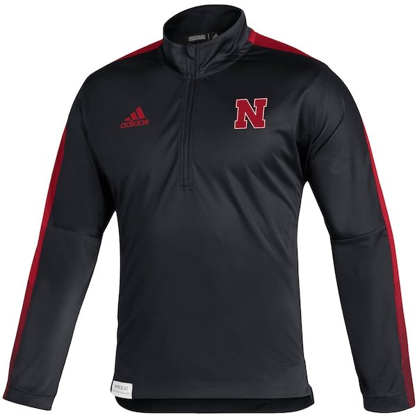 Nebraska Huskers adidas 2021 Sideline Primeblue Quarter-Zip Jacket - Black