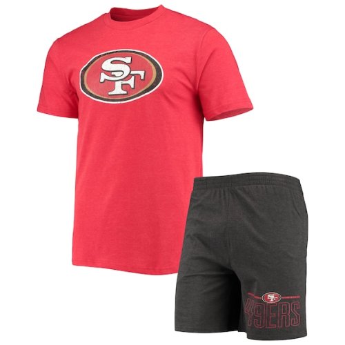 San Francisco 49ers Concepts Sport Meter T-Shirt & Shorts Sleep Set - Scarlet/Charcoal