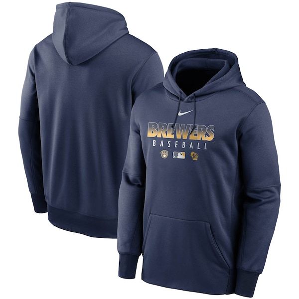 Milwaukee Brewers Nike Authentic Collection Therma Performance Pullover Hoodie - Navy