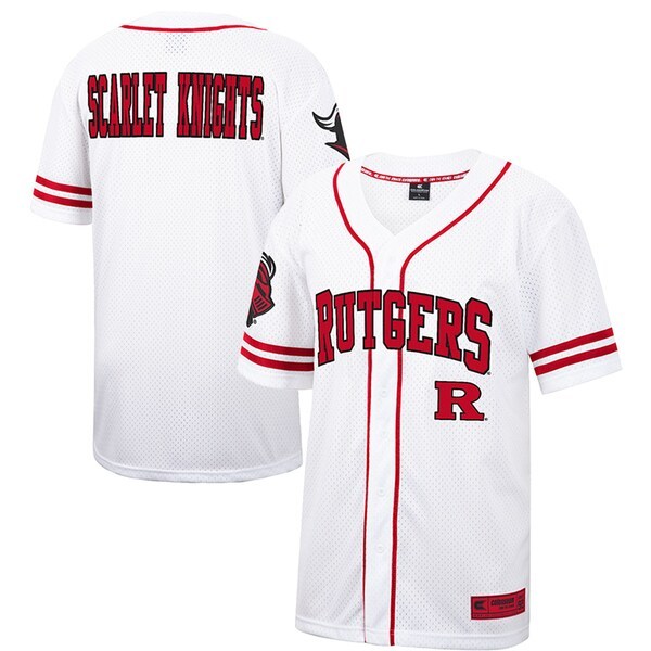 Rutgers Scarlet Knights Colosseum Free Spirited Baseball Jersey - White/Scarlet