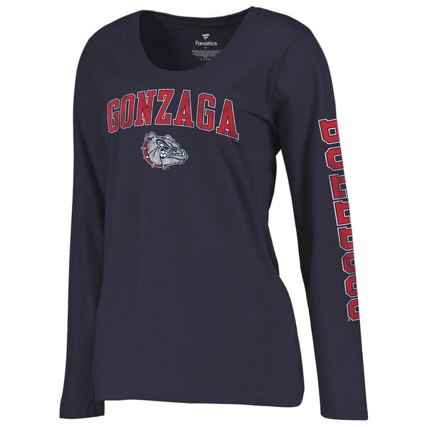 Gonzaga Bulldogs Fanatics Branded Women's Arch Over Logo Scoop Neck Long Sleeve T-Shirt - Navy