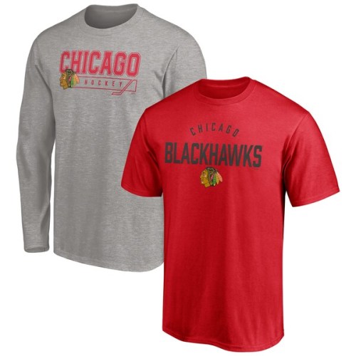 Chicago Blackhawks Fanatics Branded 2-Pack T-Shirt Combo Set - Red/Heathered Gray