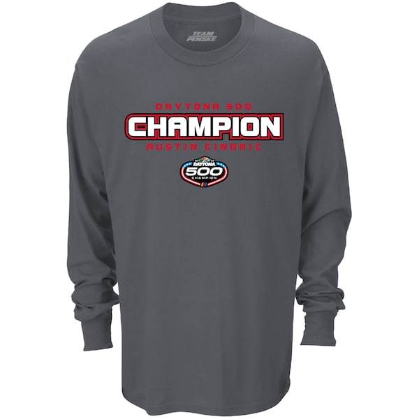 Austin Cindric Team Penske 2022 Daytona 500 Champion Exclusive Long Sleeve T-Shirt - Charcoal