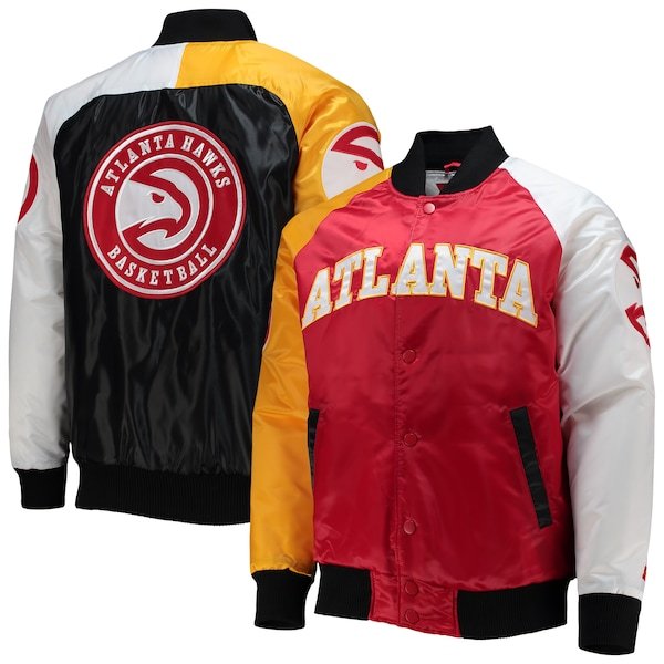 Atlanta Hawks Starter Tricolor Remix Raglan Full-Snap Jacket - Red/Yellow/White
