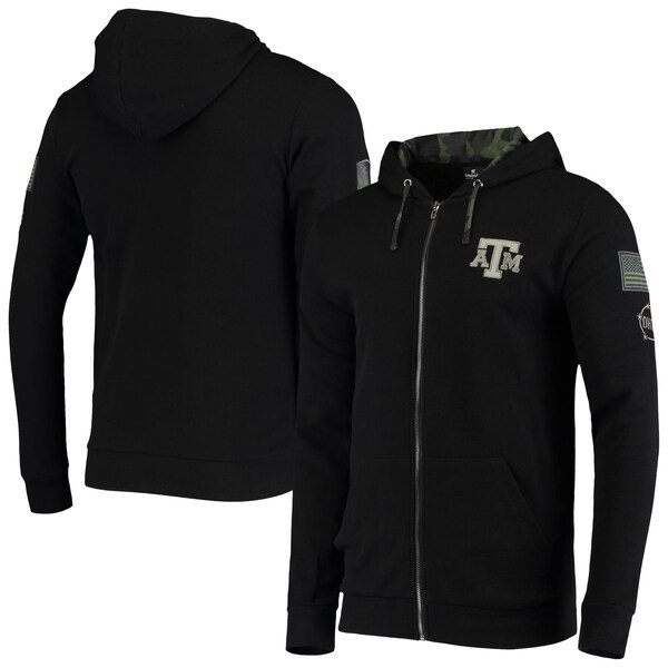 Texas A&M Aggies Colosseum OHT Military Appreciation Waffle Full-Zip Hoodie - Black